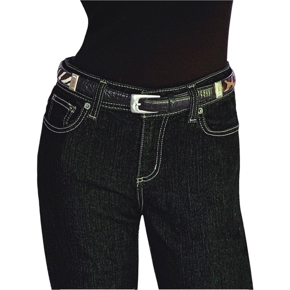 DKNY Jeans black straight leg jeans w/cream contrast stitching - Picture 6 of 11